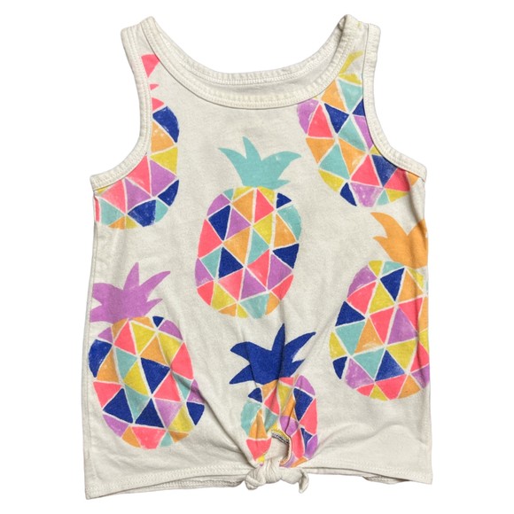 OshKosh Original Baby Girl White Colorful Pineapple Tank Top Size 18M Tie Front - Picture 1 of 4